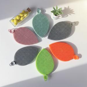 국산 실리콘 나뭇잎 이유식 수세미