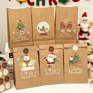 X-MAS 크리스마스 선물포장 종이 봉투 구디백 쇼핑백 크라프트 12매