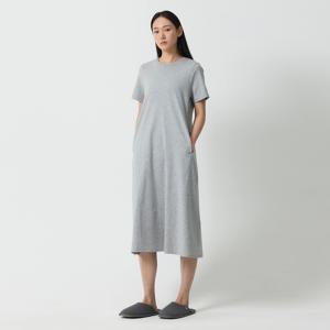 여 스마트 코튼 반팔 파자마 원피스_솔리드 (2 colors)