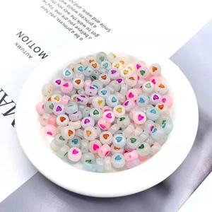 야광 하트 원형 비즈 구슬 공예 팔찌 만들기 부자재 0.7cm 100개