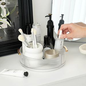 물결 1단 회전 플리츠 화장품 정리함 향수 소품 진열 정리 수납 보관함