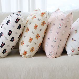 버니 베어 토끼 곰 귀여운 캐릭터 패브릭 거실 카페 소파 쿠션 커버 4color