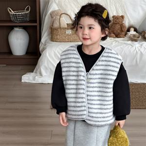 뽀글이 스트라이프 조끼 R15601