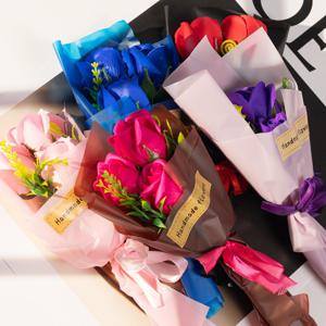 비누장미꽃 레드 세송이 도매 꽃다발 재료 HS05 비누꽃 장미 5P