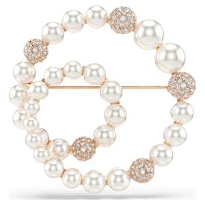 Matrix 브로치, 크리스털 펄, 라운드 컷, 화이트, 로즈골드 톤 플래팅