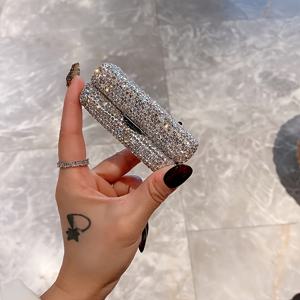 TEMU 럭셔리 스파클링 라인스톤 메이크업 케이스 - 우아한 립스틱 정리함, 거울 포함 휴대용 화장품 보관함 여성 선물, 생일/기념일/어머니날 선물, 조립 불필요, 글래머러스 메이크업 백, 라인스톤 장식 독자형 홀더