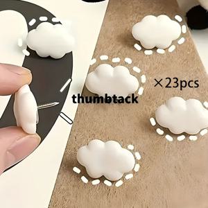 TEMU 23pcs 화이트 푸시핀 - 사무실, 사진 벽, 코르크 보드 및 교실 장식용 내구성 있는 ABS 레진 푸시핀