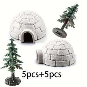 TEMU 10개 세트: 아이글루 모델 5개 + 크리스마스 트리 5개 미니 스노우 하우스 장식, 휴일 파티 및 홈 데코에 적합, 북극 건축, 모래 풍경 정적 장식, 홈 겨울 장식,북극 테마 디스플레이,이글루 모델 세트,크리스마스 트리 미니어처,겨울 원더랜드 스타일,서리 낀 미학,상세한 미니어처 제작