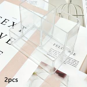 TEMU 1pc/2pcs 투명 아크릴 화장품 정리함 세트 - 메이크업 브러시, 립스틱, 눈썹 연필, 향수 - 침실, 욕실 장식 - 화장대용 대용량 보관함, 완벽한 선물 선택|눈썹펜슬