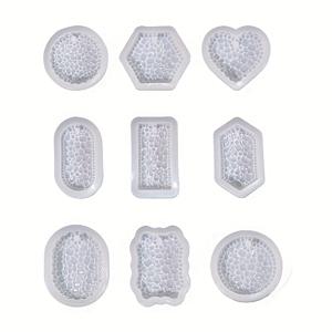 TEMU 9개 실리콘 몰드, 수지 펜던트, 둥근, 하트, 사각형 모양, 수제 태그용