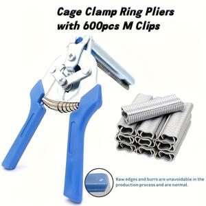 TEMU 1200개의 못/세트 다용도 클램프 세트, 헤비듀티 클램프 세트, 케이지 클램프 동물 케이지 플라이어와 M형 네일건 포함 - 울타리, 가죽 및 철사 케이지 설치용 멀티퍼포즈 동물 케이지 키트