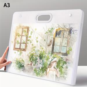 TEMU 1개 A2/A3/A4 사이즈 핸들 포함 투명 플라스틱 문서 정리함 - 접이식 모던 아트 보관 및 디스플레이 바인더, 사무실/교사용 회의실 파일 홀더, 휴대용 클립보드|클립보드