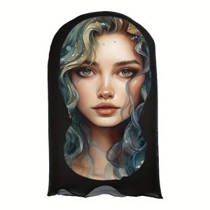 TEMU 예술적인 인어 디자인의 통기성 메쉬 마스크 - 신축성 있는 폴리에스터 니트, 블랙에 틸 헤어 & 핑크 메이크업, 할로윈, 카니발, 부활절, 추수감사절, 새해를 위한 사계절 사용 가능 - 세탁기 사용 가능, 다용도 축제 액세서리