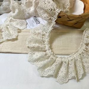TEMU 1 야드 유럽 빈티지 레이스 트림 - 결혼식 드레스용 섬세한 레이스 패턴이 있는 8.5cm 폭 자수 프릴, 소프트 화이트/베이지/블랙 원단, 홈 데코, DIY 공예, 테이블보 및 커튼 장식