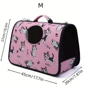 TEMU 1개 옥스포드 천 애완동물 가방, 통기성 좋은 야외 여행용 캐리어, 휴대용 숄더 백팩 (손잡이 포함) - 소형에서 중형 애완동물에게 적합, 애완동물 여행 장비 | 스타일리시한 애완동물 액세서리 | 튼튼한 지퍼 잠금, 강아지 백팩