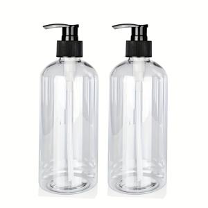 TEMU 500ml 투명한 원형 PET 플라스틱 병, 검은 펌프가 달린 - BPA-free, 누출 방지 여행용 용기, 로션, 샴푸 및 액체 화장품용 - 재충전 가능하고 휴대 가능, 로션 분사기
