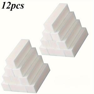 TEMU 12개 화이트 네일 샌딩 블록 4면 전문 매니큐어 스펀지 파일 케어 도구 DIY 중간 입자 페디큐어 폴리싱 세트, 천연 및 아크릴 손톱에 적합한 좋은 네일 프로프