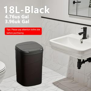 TEMU 3.76/4.76 갤런 스마트 (적외선 센서 & 터치리스 작동) - 모던 직사각형 디자인, 저소음 닫힘, 무접촉 작동, AA 배터리 작동|쓰레기통