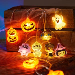 TEMU 2미터 길이의 할로윈 장식 세트, 호박, 거미줄, 해골 마녀, 검은 고양이 LED 스트링 조명, 방 분위기 장식용 카툰 스타일 매달기 장식품, 침실 서재 창문용, 할로윈 룸 데코, 으스스한 조명, 축제 분위기, 테마 조명, 할로윈 테마, 가벼운 소재, 내구성 있는 장식품, 장식용 조명, 홈 데코레이터, 휴일 쇼퍼