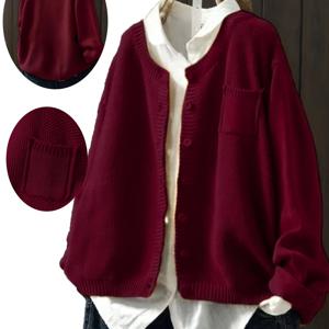 TEMU JNQualytrix 여성용 빈티지 스타일 케이블 카디건 - 옐로우 루즈핏 긴팔 스웨터 코트, 버튼 프론트 & 라운드 넥이 있는 편안한 가을 겨울 니트웨어, 손세탁/드라이클리닝 가능, 캐주얼 레이어링 피스, 아르티산 텍스처