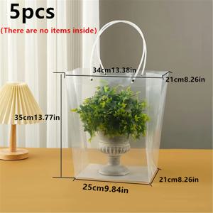 TEMU 웨딩, 발렌타인데이, 파티 및 휴일 포장용 손잡이가 있는 투명 플라스틱 부케 선물 가방 5개 세트