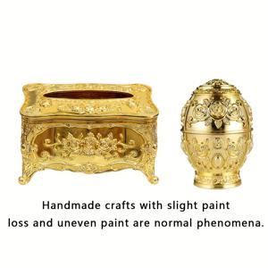 TEMU 골든 (티슈 박스 + 치약 홀더) 유럽 레트로 세트, 종이 타월 보관 랙, 주방, 호텔, 레스토랑, 거실 테이블 종이 타월 보관, 크리스마스 장식