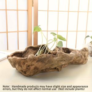 TEMU 1개, 텍스처된 표면과 자체 수분 기능이 있는 빈티지 스타일 레진 목재 플랜터 - 실내/실외 식물 디스플레이에 이상적, 보나이 나무에 완벽 (식물은 포함되지 않음), 실내/실외 플랜터 | 빈티지 플랜터 | 자체 수분 플랜터