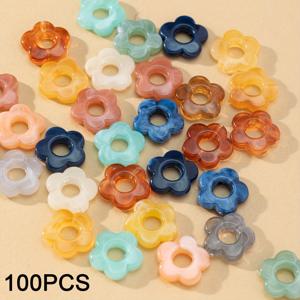 TEMU 100개 혼합 색상 아크릴 꽃 비즈 DIY 보석 만들기 - 청색, 오렌지, 핑크, 노란색, 녹색의 생동감 있는 꽃 디자인 - 목걸이 및 팔찌 제작 용품, 보석 만들기 용품 | 생동감 있는 비즈 디자인 | 부드러운 질감