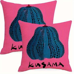 TEMU 2개 세트 블루 도트 호박 디자인 쿠션 커버 - 모던 아트, 내구성 좋은 원단, 16x16~18x20인치, 탈부착 지퍼, 손세탁 전용, 거실 소파 쿠션용 (내장 없음), 재미있는 텍스처 룩