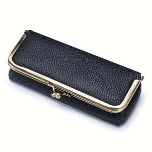 TEMU OBCREATOR 여성 & 남성용 RFID 차단 안경 케이스, 키스 잠금 장치 - 튼튼한 합성 인조 가죽 질감, 골드 톤 하드웨어, 콤팩트 여행용 안경 보관 정리함, 어버이날, 추수감사절