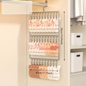 TEMU 스테인리스 스틸 2단/3단 모자, 양말 & 속옷 정리대 - 공간 절약형 걸이봉 및 곡선 디자인, 독립형 옷걸이 선반, 홈, 기숙사, 옷장용 - 세척 쉬운 광택 표면, 내구성 있는 현대식 옷장 정리함