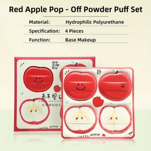 TEMU 4개입 구오샤오니우 애플 퍼프 블렌딩 패드 - 물/건식 사용 가능한 메이크업 어플리케이터 리필, 귀여운 사과 모양의 번짐 없는 팁, 애플 퍼프 스틱 호환, 파운데이션, 파우더용 블렌딩 스펀지 (선물용 뷰티 아이템)