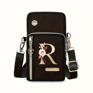 TEMU 여성용 스타일리시 미니 크로스바디 지퍼 지갑, 조절 및 탈착 가능한 스트랩, 골드 톤 하드웨어 & 사각 사이드 포켓 - 휴대용, 여행, 대학에 적합한 컴팩트한 데일리 캐리 - 여성에게 이상적인 선물, 크로스바디 지갑, 여행 액세서리