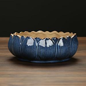 TEMU 1개 캐주얼 스타일 세라믹 화분, 둥근 탁상 하이드로포닉 플랜터, 전구, 다육 식물 및 연꽃, 실내 및 실외 장식용 화분 (배수구 없음)