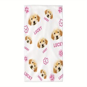 TEMU 1개 맞춤형 사진 빠른 건조 손타올, 모노그램 폴리에스테르, 세탁기 사용 가능, 부드러운 현대적 스타일과 캐릭터 테마, 집, 체육관, 욕실에 적합 - 커플, 크리스마스 및 데이에 완벽한 선물