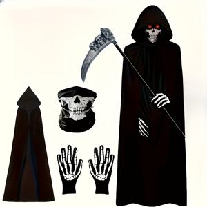 TEMU 망토가 있는 뱀파이어 코스튬 세트 - 스트리트 스타일 애니메이션 영감 공연 소품, 폴리에스터 니트 원단