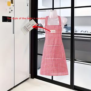 TEMU 1개 내구성 있는 폴리에스터 작업 앞치마 - 검정 & 흰색 깅엄 또는 빨간 체크무늬 디자인, 주방, 레스토랑, 카페, 네일 살롱용 사계절용 앞치마 - 완벽한 휴가 선물