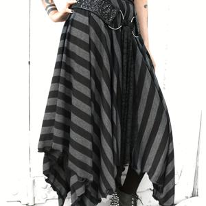 TEMU 하이웨이스트 A라인 맥시 드레스 - 블랙 & 화이트 탄성 허리 미디-맥시 길이 스커트, 캐주얼부터 포멀까지 활용 가능, 봄 여름 가을용 머신 워시 플로우 드레스, 사무실 웨딩 파티 의상 (필요 없음)