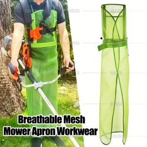 TEMU VARIEA 1개/2개 통기성 메쉬 잔디 깎기 앞치마 조절 가능한 트리머 어깨끈 포함 - 내구성 있는 그린 원단 정원용 앞치마, 야외 사용에 편안한 핏, 잔디깎이 액세서리, 가드닝 도구 액세서리, 메쉬 시스루 디자인, 안전한 착용 설계, 스트리머 액세서리