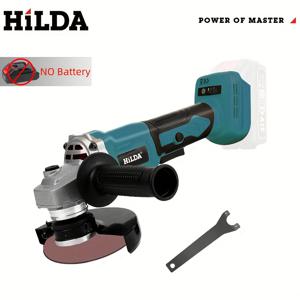 TEMU HILDA 9000RPM 브러시리스 3단 조절 무선 앵글 그라인더 (마키타 18V/21V 배터리 호환) - 강력한 9000RPM 모터, 인체공학적 보조 핸들, 연마, 광택 및 녹 제거에 적합, 무선 그라인더 전동 공구