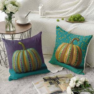 TEMU 2개 플러시 쿠션 커버 가을 호박 야요이 쿠사마 도트 아트 호박 편안하고 고급스러운 숏 플러시 디자인 사계절 사용에 완벽