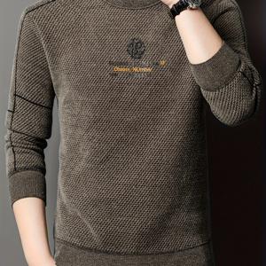 TEMU 남성용 겨울 니트 스웨터 스웨트 재킷 - 두꺼운 긴팔 라운드넥 가디건, 3가지 색상 (블랙/브라운/베이지), 세탁기 사용 가능한 캐주얼 & 작업복 코트, 추운 날씨, 사무실, 일상복 - 레이어드 의류|가디건