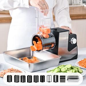 TEMU 주방 다용도 전동 채칼 자동채칼 세트 8가지 칼날로 감자 양파 당근 손쉽게 채썰기와 슬라이스 가능