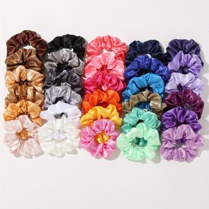 TEMU 30개 세트의 실크 모조 실크 헤어 스크런치, 빈티지 단색 헤어 밴드, 여성용 곱슬머리 액세서리, 소녀용 헤어 타이 로프, 머리 반지 스크런치 선물, 추수감사절 크리스마스 선물