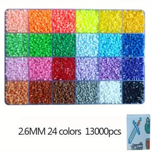 TEMU 24색상 박스 멜팅 비즈 2.6/5mm 수제 3D 퍼즐 DIY 주얼리 만들기 용품 퓨즈 비즈 멜팅 비즈 공예 DIY 픽셀 아트 선물
