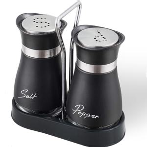 TEMU 1 Set, 소금과 후추 샤커, 스테인레스 스틸 소금과 후추 조합 샤커, 베이스와 함께 유리 병, 조미료 디스펜서 주방 액세서리, 식탁, 캐러밴, 캠핑, 바비큐, 크리스마스, 뉴이어 파티, 주방 도구