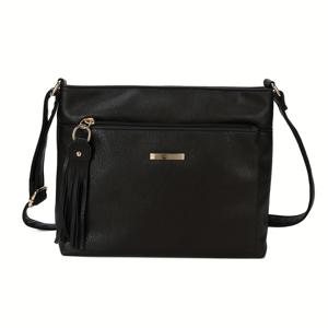 TEMU 빈티지 크로스바디 가방, 다용도 PU 가죽 숄더백, 타셀 장식, 여성용 매신저 백