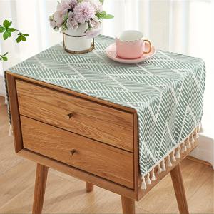 TEMU 소박한 줄무늬 술 장식 식탁보: 38*91cm (15x36인치) - 침대 옆 탁자, TV, 전자레인지, 세탁기, 냉장고에 적합