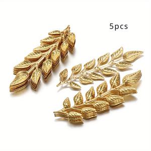 TEMU DIY 주얼리 제작을 위한 구리 잎 장식, 5개 세트, 목걸이 및 귀걸이 제작용 금속 나뭇잎 펜던트