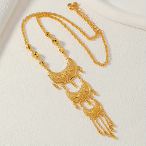 TEMU 1pc 빈티지 럭셔리 크레센트 & 태슬 펜던트 목걸이, 24K 금도금 구리, 여성 패션 주얼리 일상 및 웨딩 액세서리, 데이 선물, 올 시즌 액세서리